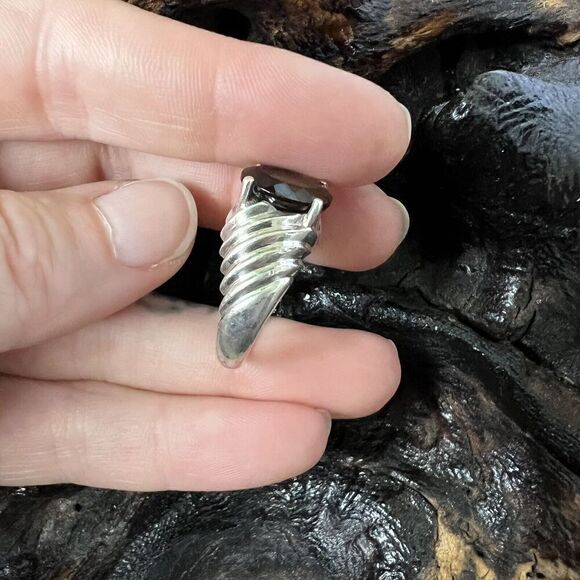 Vintage Clyde Duneier 3.63 ct Oval Smoky Quartz Ring Size 8 Sterling Silver CID - Picture 12 of 13